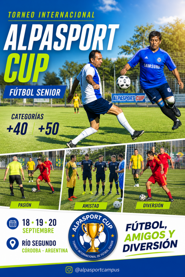 4° Torneo Internacional «ALPASPORT CUP Senior» en  SEPTIEMBRE tu equipo tiene un nuevo desafio……