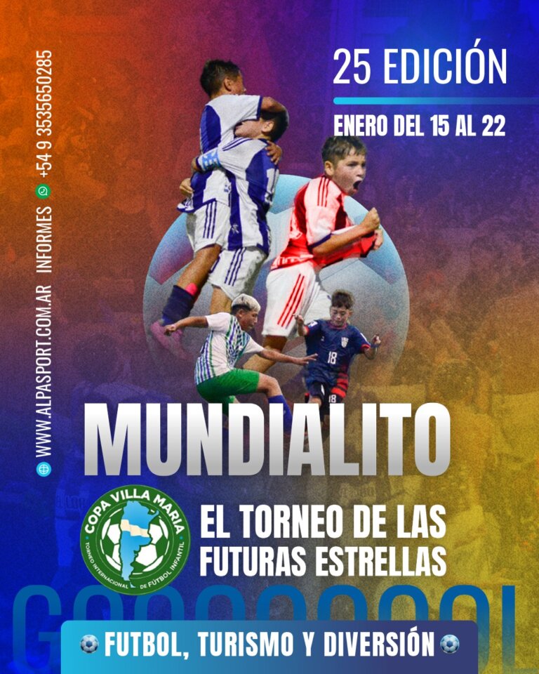 INSCRIPCIONES ABIERTAS para la 25ª Copa Villa Maria 2026….Disfruta del Fútbol y tus vacaciones de Verano en un Gran Torneo..!!