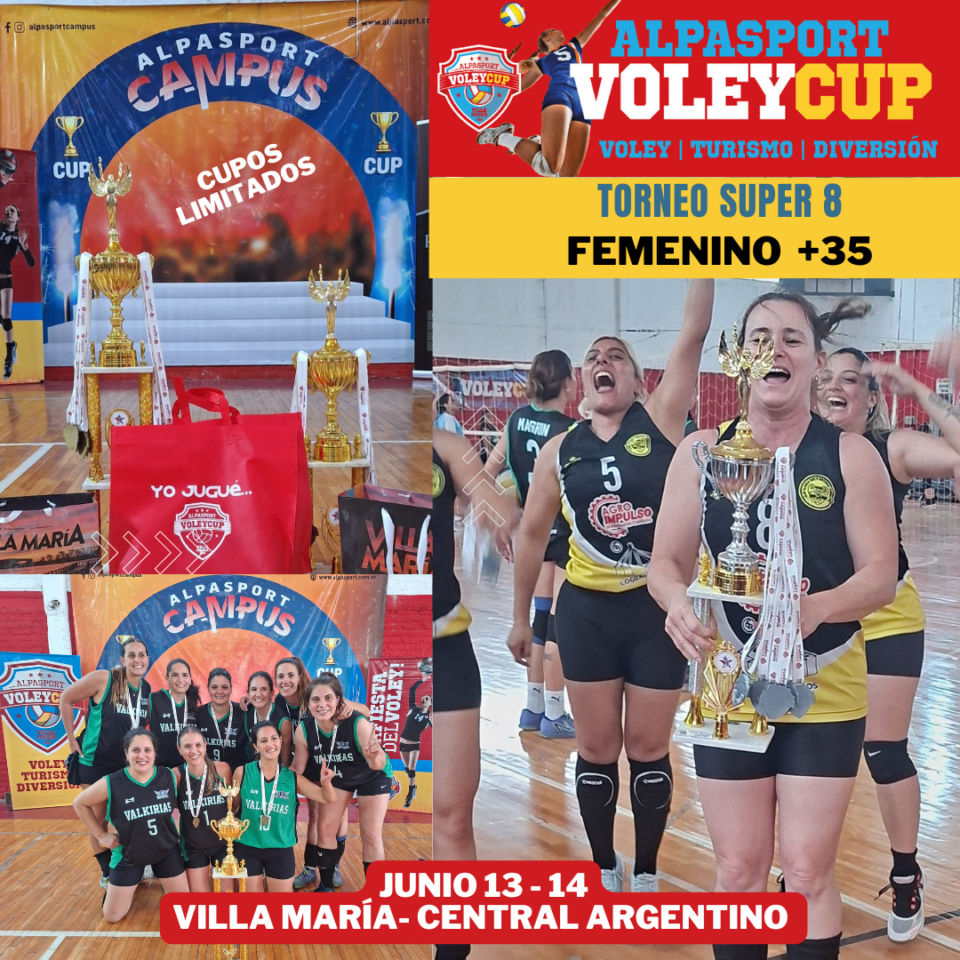 9a. ALPASPORT VÓLEY CUP.! Se juega el Torneo Nacional Categorías Femenina +35, los dias 13 Y 14 DE JUNIO en Villa Maria