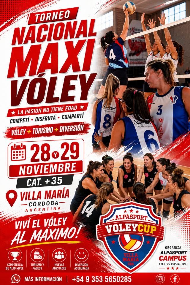 9a. ALPASPORT VÓLEY CUP.! Se juega el Torneo Nacional Categorías Femenina +35, dias 28 y 29 de Noviembre en Villa Maria